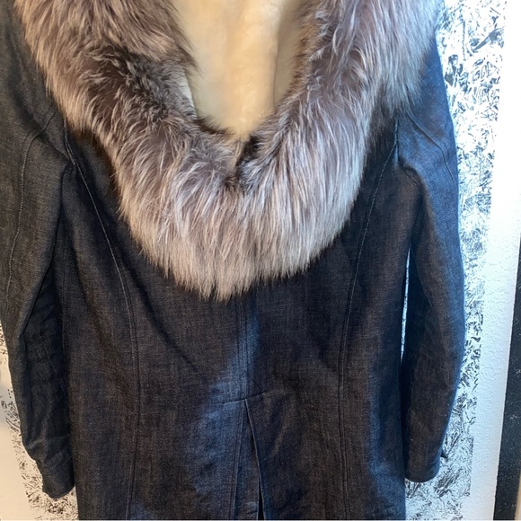 Pologeorgis Parka Blue Coat warm and stylish 
With Hood and fox fur  EUC US4 - Picture 5 of 14